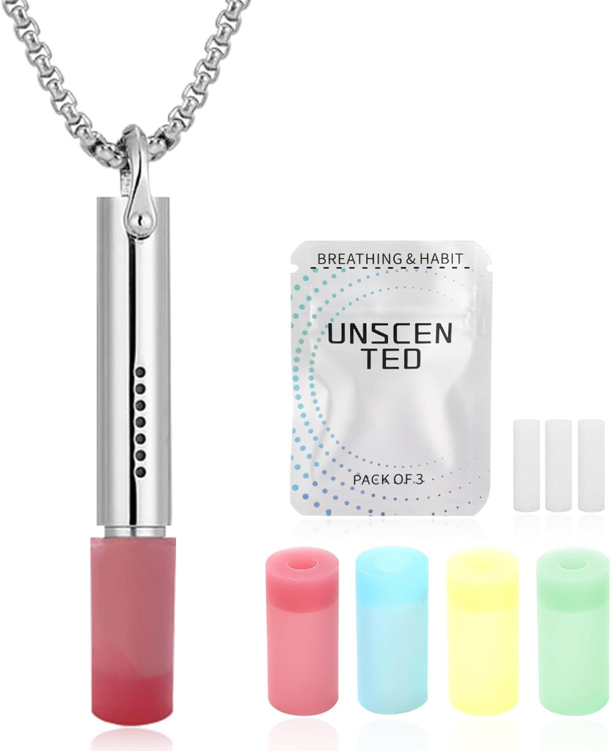 Breathing Necklace for Anxiety, Stainless Steel Breathing Pendant Breathwork Tool for Calm Meditation & Stress Relief, Mindfulness Slow Breathing Trainer, Adjustable Chain, Gift for Women Men