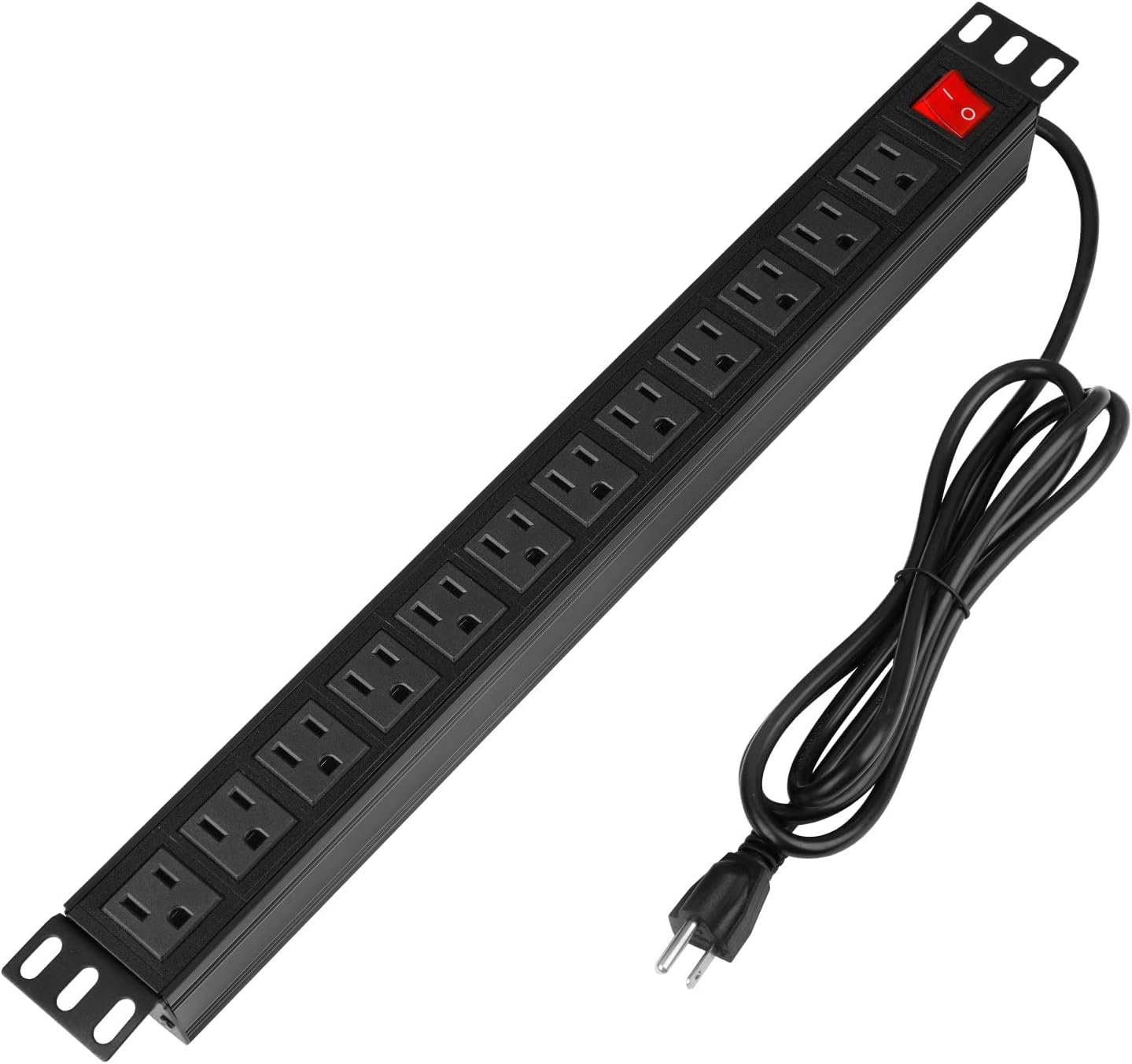 BTU Power Surge Protector Rack-Mount PDU, 12 Outlet Power Strip with Switch, Metal Mountable Heavy Duty for Server Racks, Garage Shop, Industrial Commercial (Black 6FT)