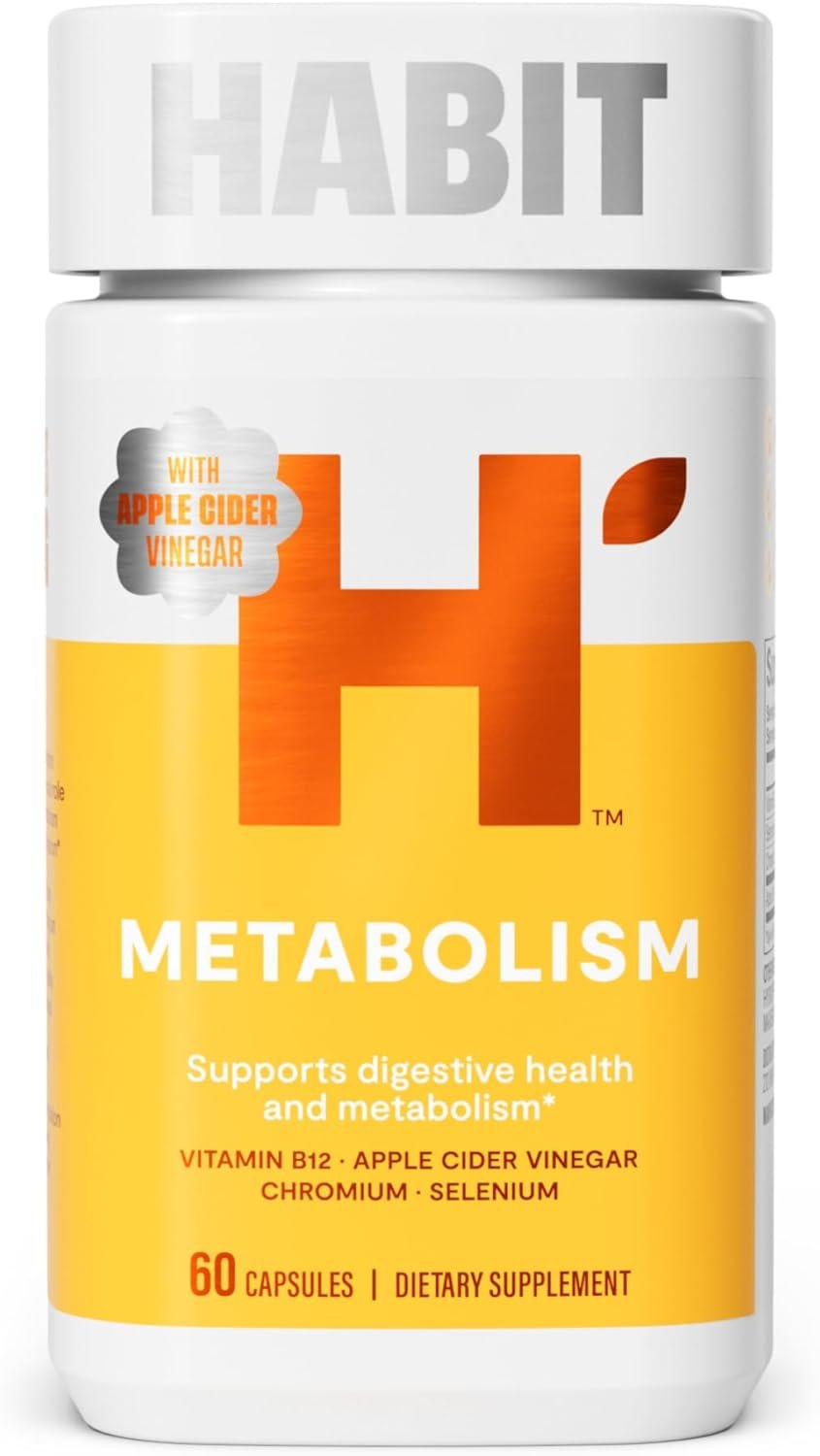 Habit Metabolism Supplement (60 Capsules) – Supports Digestive Health & Metabolism, Vitamin B12, Selenium, Chromium, Apple Cider Vinegar, Vegan, Non-GMO (1 Pack)
