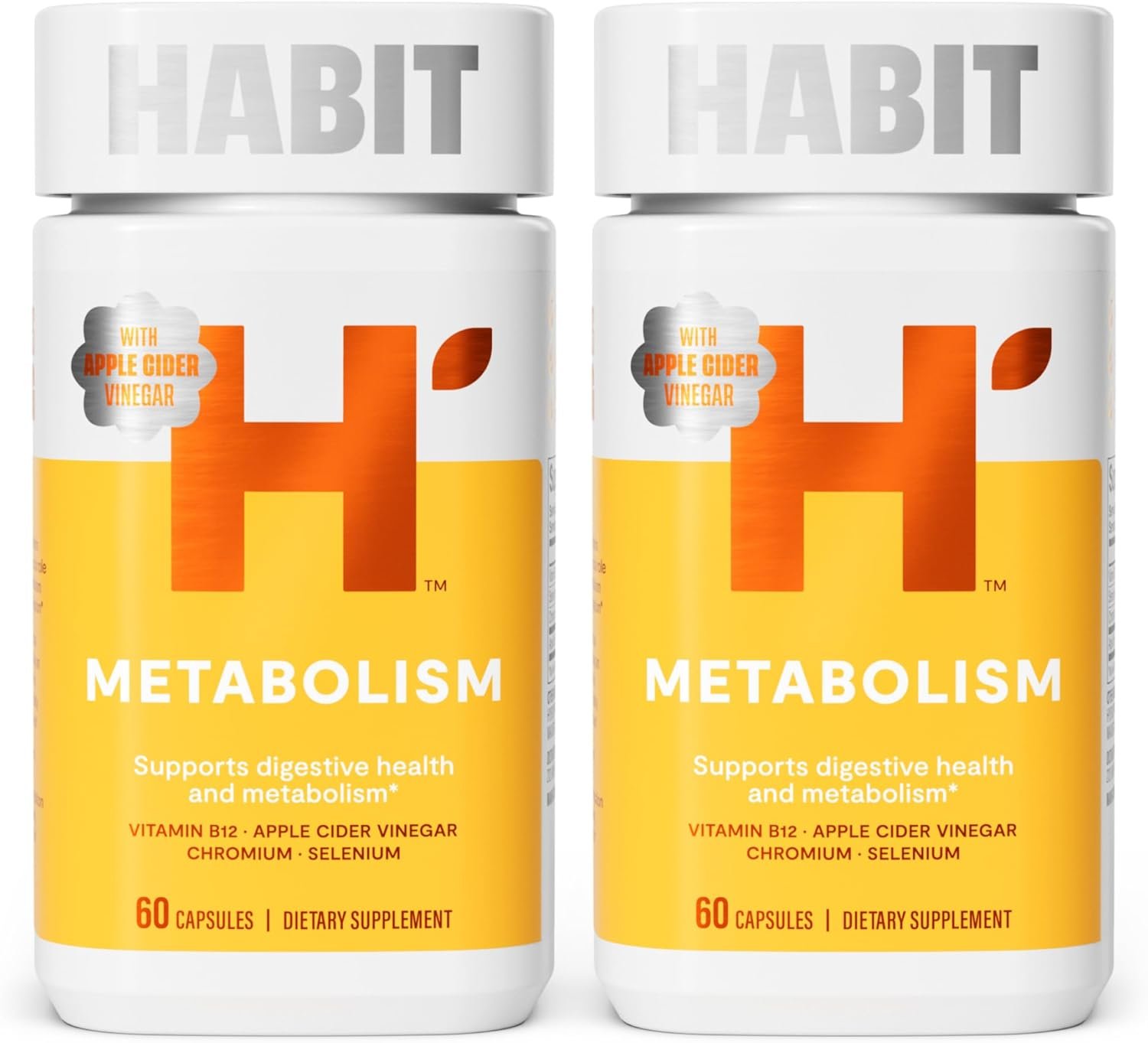 Habit Metabolism Supplement 2 Pack (120 Capsules) – Supports Digestive Health & Metabolism, Vitamin B12, Selenium, Chromium, Apple Cider Vinegar, Vegan, Non-GMO