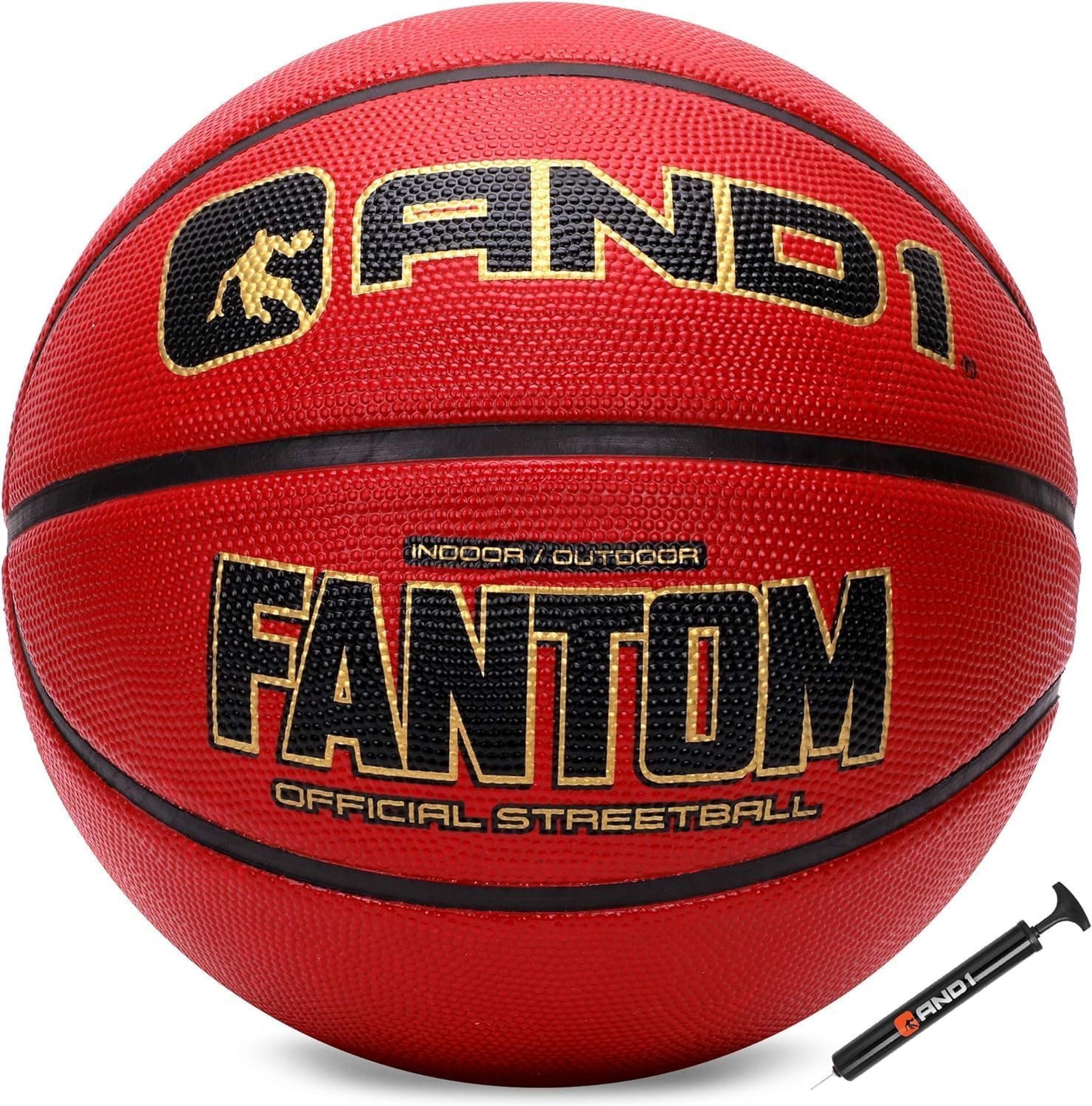 AND1 Fantom Rubber Basketball: Official Regulation Size 7 (29.5 inches) Streetball – Deep Channel Construction, Made for Indoor Outdoor