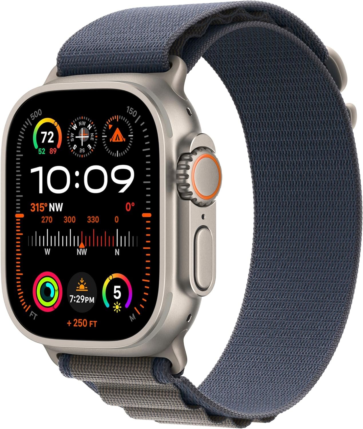 Apple Watch Ultra 2 [GPS + Cellular 49mm] Smartwatch with Rugged Titanium Case & Blue Alpine Loop Small. Fitness Tracker, Precision GPS, Action Button, Extra-Long Battery Life