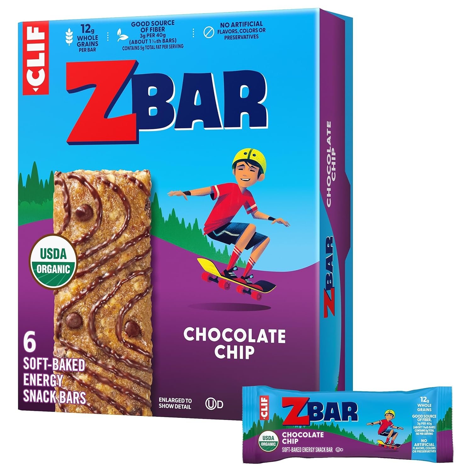Zbar – Chocolate Chip – Soft-Baked Energy Snack Bars – Non-GMO – 12g Whole Grains – USDA Organic Granola Bars (6 Pack)