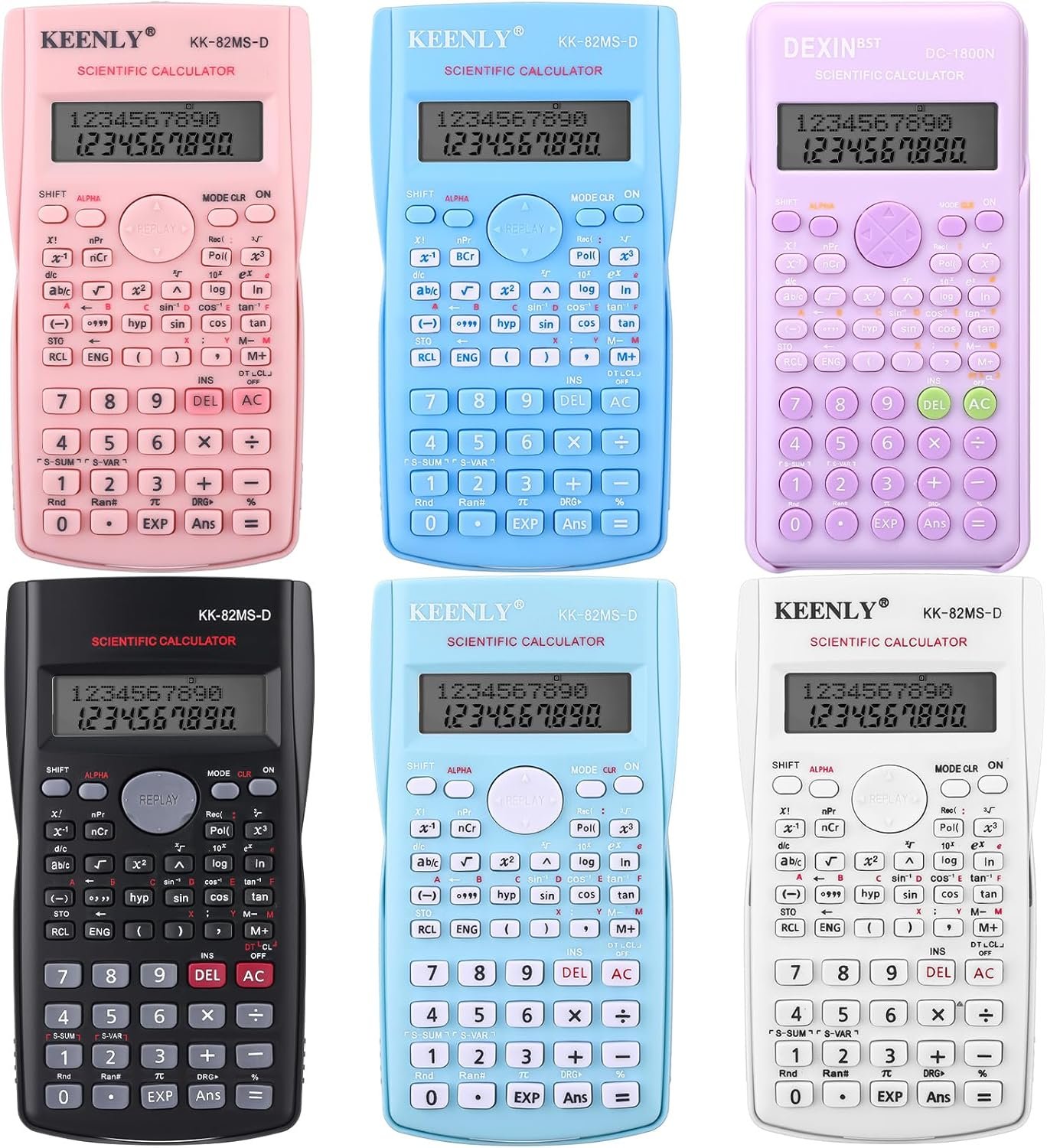 6 Pack 2 Line Scientific Calculator 240 Function Colorful Non Graphing Calculator for Engineering Students Function Calculators School Financial Business Office