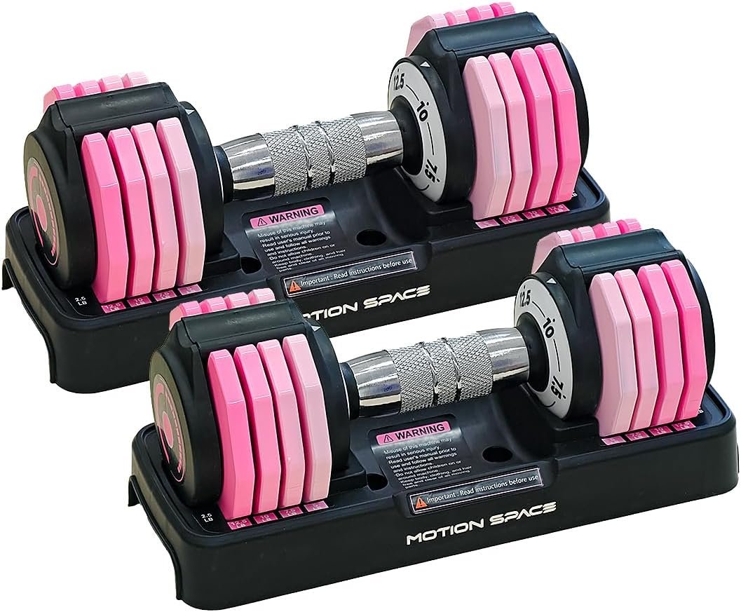 Adjustable Dumbbells Set 12.5LB/22.5LB/45LB Pair, 1-Sec Fast Adjustable 5 Weights by Turning Handle, Premium Comfort Non-slip Metal Dumbbells with Tray, Compact Size for Full Body Home Workout