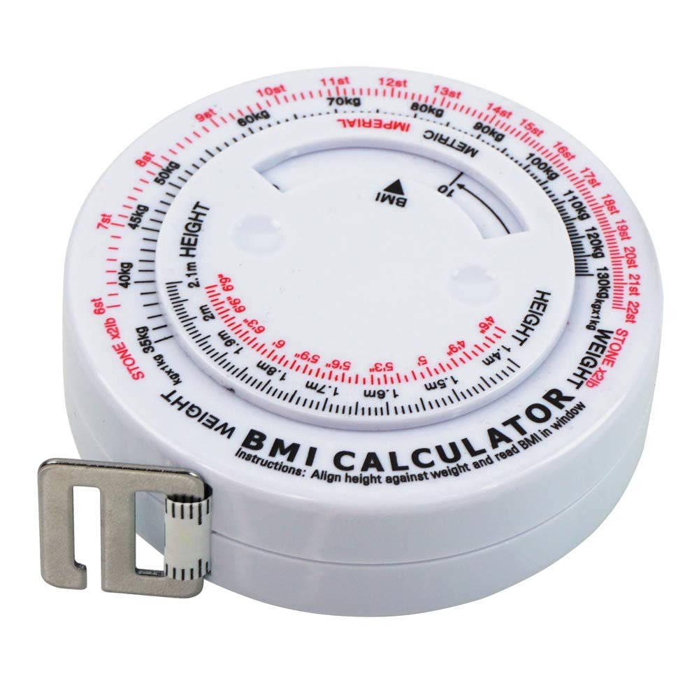 60″/150cm BMI Tape Measure Body Mass Index Anatomical Measuring Tape+Built-in BMI Calculator Retractable Body Fat Measuring Tape Diet Ruler Weight Loss Accurate Durable Fiberglass Vinyl Tape