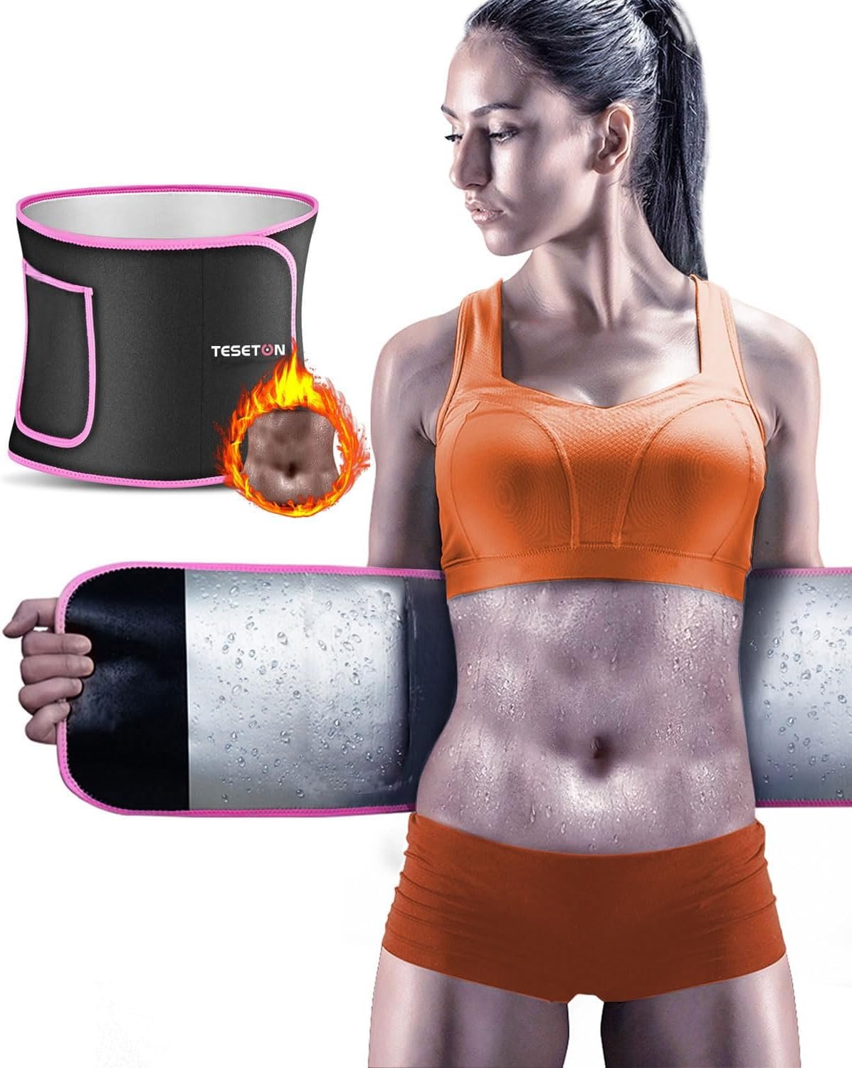 Waist Trimmer for Women Men-Sweat Band Waist Trainer for Women Lower Belly Fat, Easy to Clean