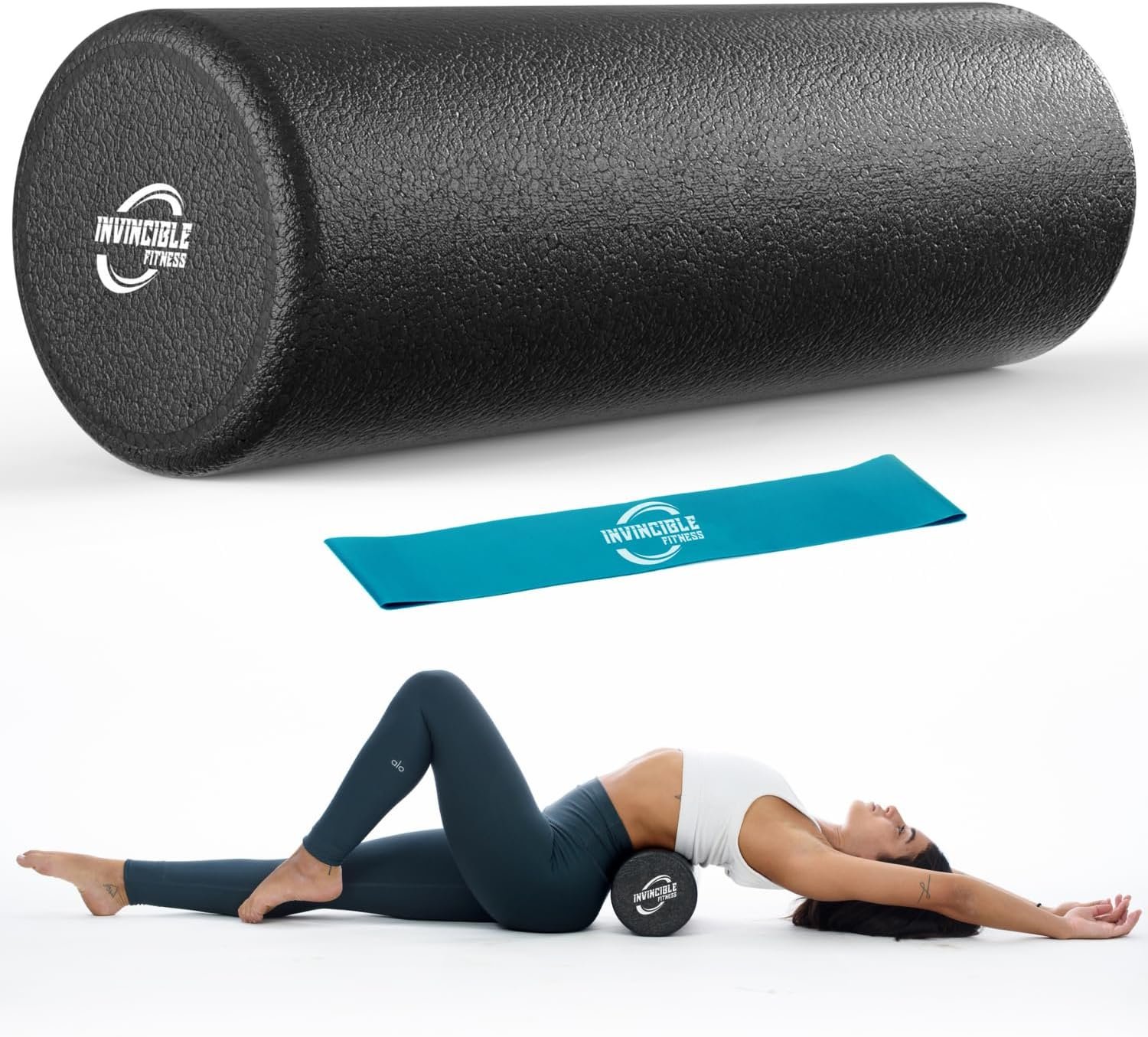 Invincible Fitness 17” EPP Foam Roller for Deep Tissue Massage – Enhance Recovery, Relieve Pain, and Boost Mobility for a Stronger, Healthier You (Black)